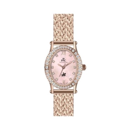 Paris Polo Club PPC-FD08-RG-PK Roman Numerals with Crystal Hour Markers Women Watch